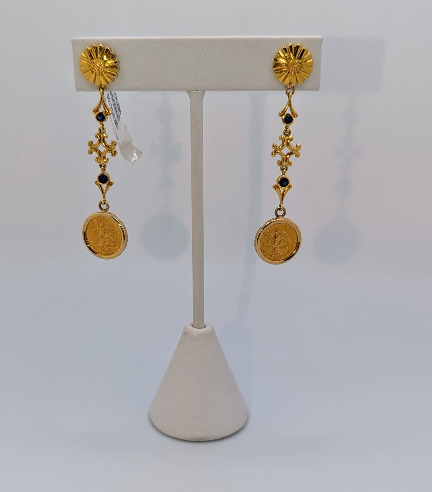 18k gold earrings drop coin