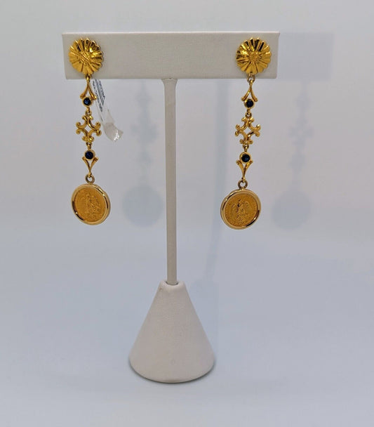 18k gold earrings drop coin