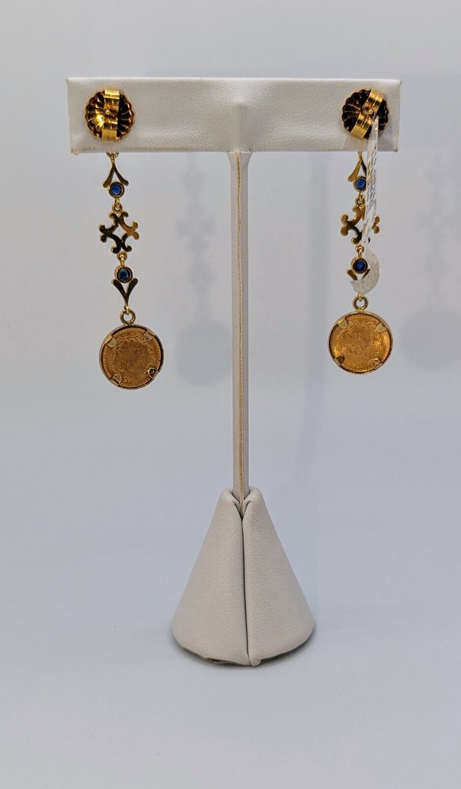 18k gold earrings drop coin