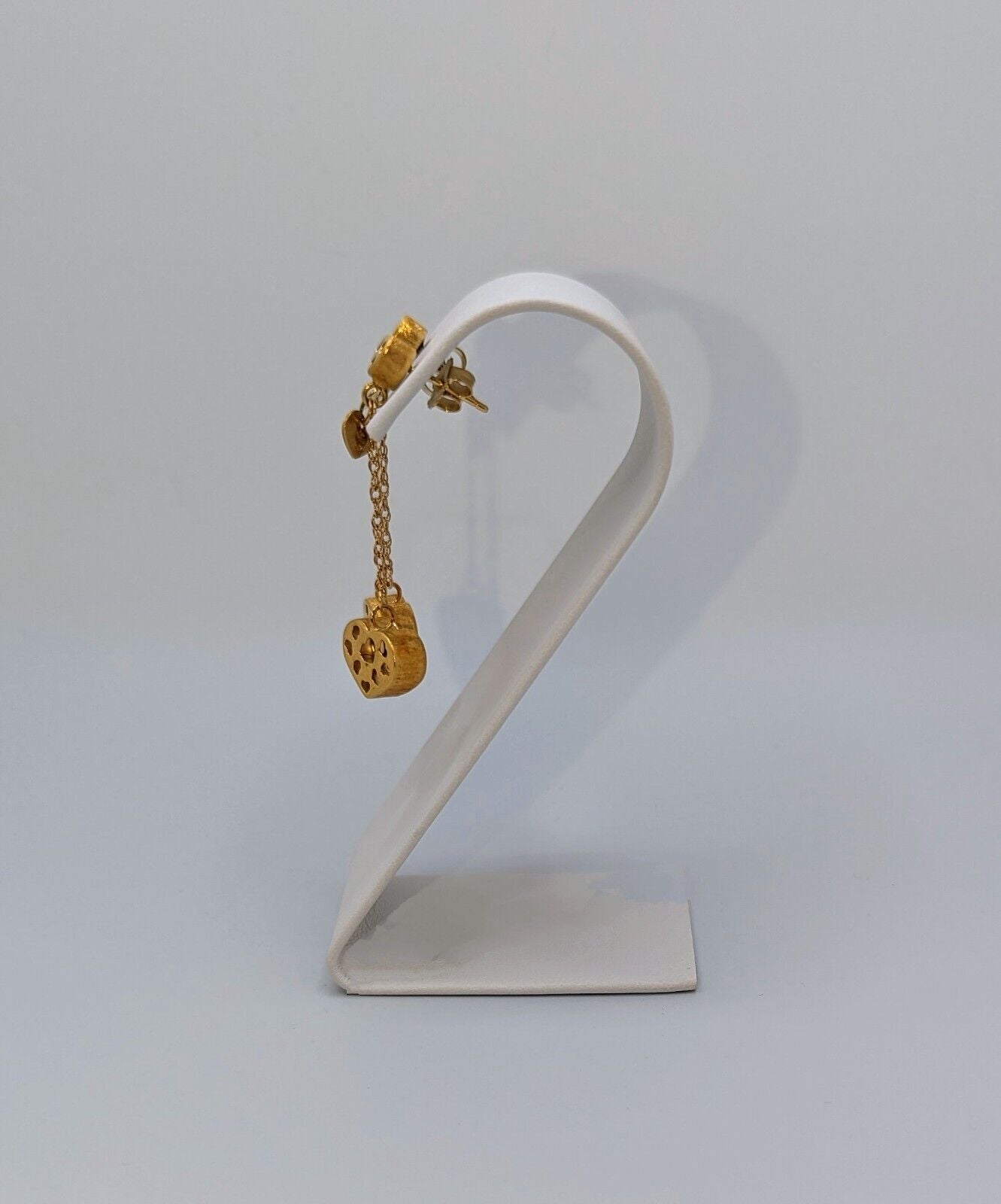 18k yellow gold studded heart-drop earrings