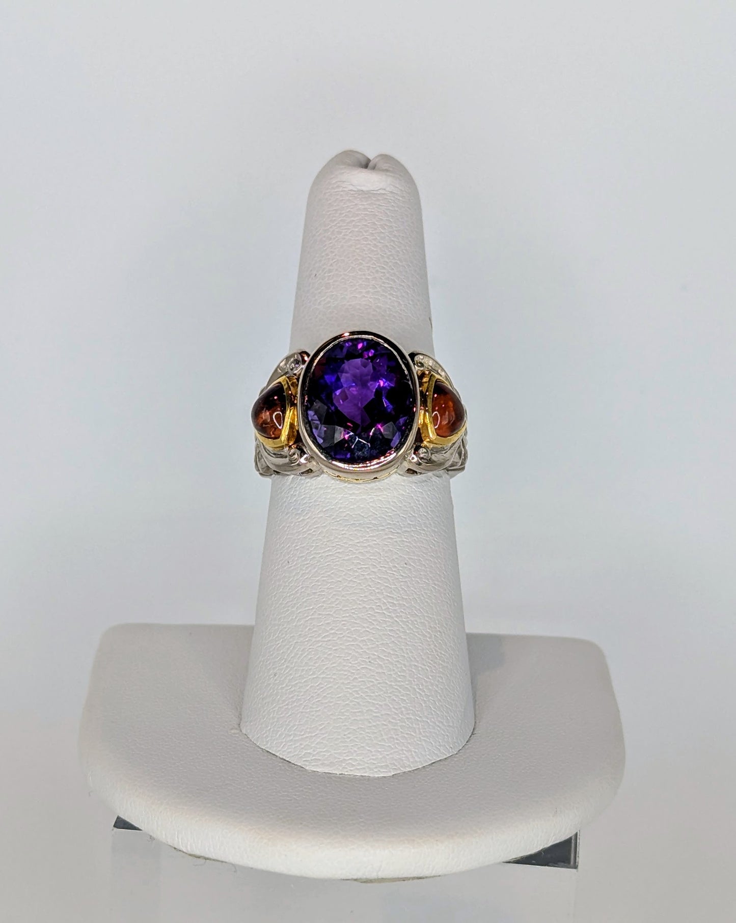 2 tone white and yellow amethyst and citrine ring