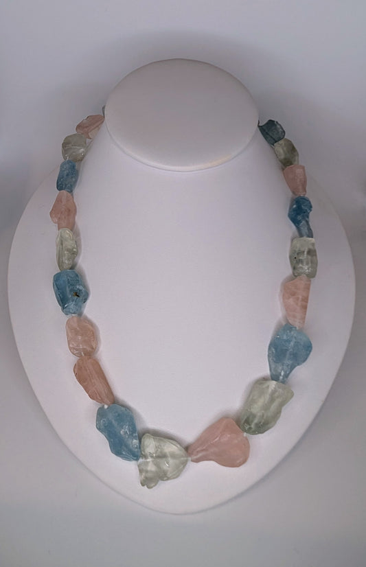 Tumbled multi-stone necklace 24" long.